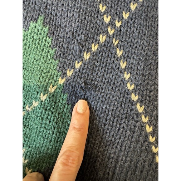 Vintage Structure Sweater Men’s XL Blue Argyle Cable Knit Sleeves Heavyweight - Picture 3 of 13